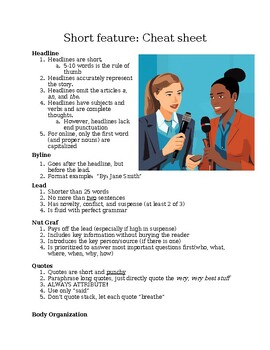 Journalism: Short Feature Story Rubric, Scored Example & Student Checklist 9-12