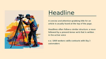 Introductory Journalism Vocabulary Slideshow | News Terms & Ethics | 6-12