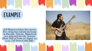 Journalism: Caption Writing Slideshow | Two-Sentence Formula | Grades 9-12