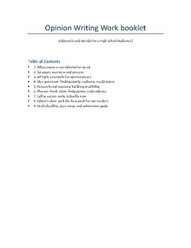 Journalism: Opinion Writing Work Booklet (Editorials & Op-Eds)