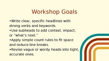 Journalism: Headline and Subhead Workshop Slideshow | HS Journalism 9-12