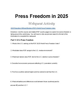 Press Freedom – RSF Webquest + Teacher Key