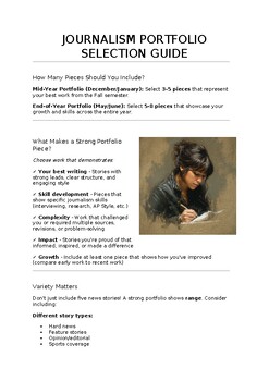 Journalism Portfolio Builder: Mid-Year & End-of-Year Reflection | Grades 9-12