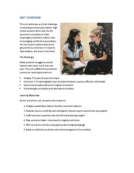 Predictions Journalism Unit | Evidence-Based Forecasting | 2-3 Weeks | 9-12