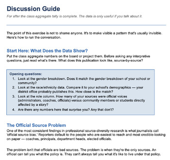 Journalism: Who Are You Quoting? | Source Diversity Tracker + Discussion Guide