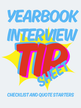 Yearbook Interview Tip Sheet | Quote Starters and Checklist | Grades 9-12 preview image 1