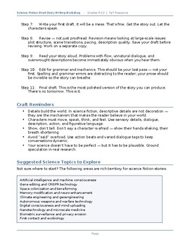 Science Fiction Short Story Writing Workshop | Student Packet (Grades 9–12)