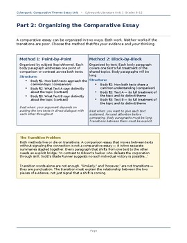 SF Cyberpunk Comparative Essay Unit: Two-Text Analysis | High School ELA