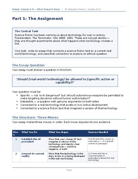 AI & Robot Ethics Research Essay: Science Fiction Unit | High School ELA