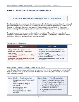 Socratic Seminar Complete Guide: Any Text or Topic | High School ELA