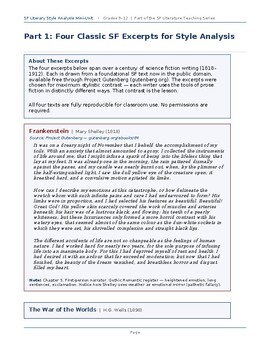 Science Fiction Style Analysis Mini-Unit: Public Domain Excerpts | Grades 9–12