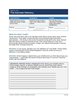 Memory Stations Activity — Writing About the Self (CNF Unit 3)