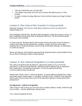 Writing About Places — CNF Sensory Place Project Unit 5
