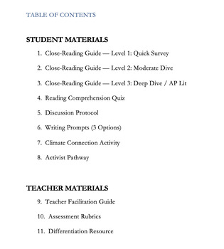 "Into the Storm" Climate Fiction Unit: Complete 9-12 Materials