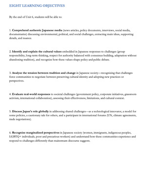 AP Japanese Language and Culture: Unit 6: Global Issues