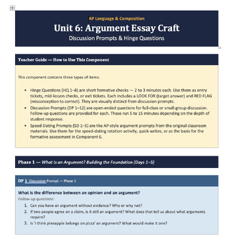 AP Lang Unit 6: Argument Essay Craft | FRQ 3 Prep High School