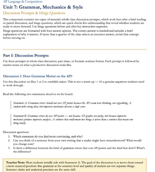 AP Lang Unit 7: Grammar, Mechanics & Style | AP Language Writing